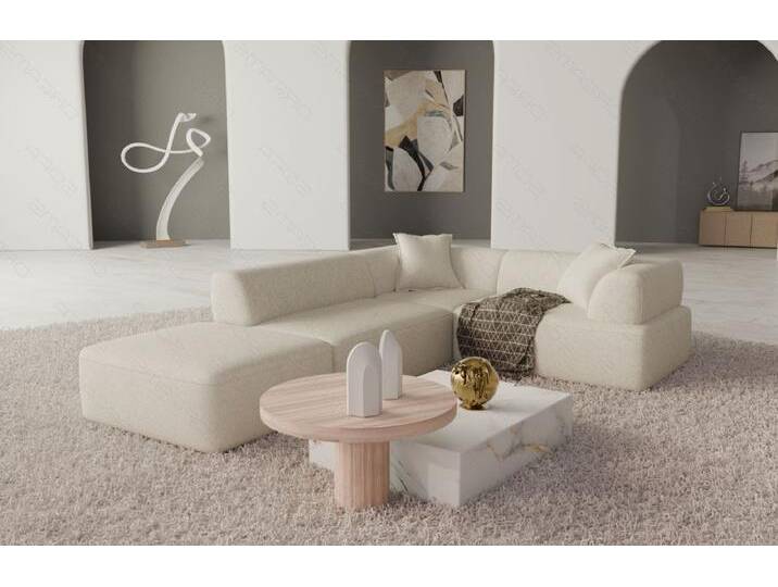 Sofa Dreams Loungesofa Granada L Form Lang Design Ecksofa Samtstoff, 4-Sitzer, Stoffbezug, viele Farben, Bouclé-Pearl von sofa-dreams