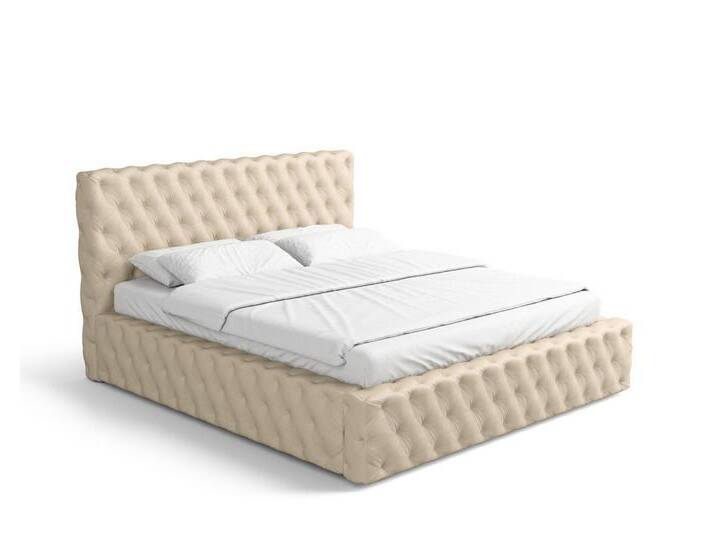 Sofa Dreams Polsterbett Navidad (Designerbett), Komplettbett Bett mit Bettkasten, inklusive Matratze und Topper, beige gelb, Beige von sofa-dreams