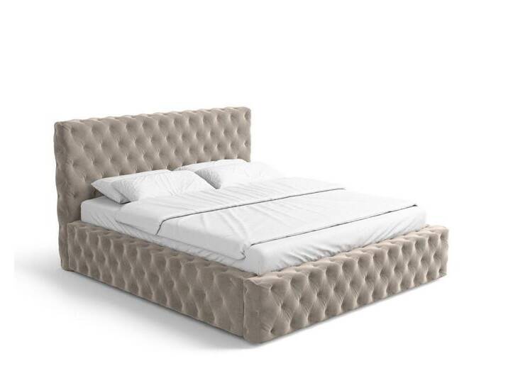 Sofa Dreams Polsterbett Navidad (Designerbett), Komplettbett Bett mit Bettkasten, inklusive Matratze und Topper, beige gelb, Dunkelbeige von sofa-dreams