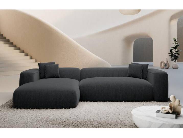 Sofa Dreams Polsterecke Alcudia L Form kurz Ecksofa, Ottomane, 4-Sitzer, Design, Eckcouch, Strukturstoff Bezug in Anthrazit, Webstoff-Anthrazit von sofa-dreams