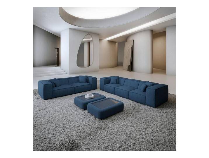 Sofa Dreams Polstergarnitur Liranda 3er & 2er Couchgarnitur, (Sofa-Set, 2 Teile, Couchgarnitur, inkl. Zierkissen), 3-Sitzer, 2-Sitzer Lounge Sofagarnitur, Strukturstoff Bezug in Blau von sofa-dreams