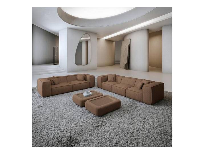 Sofa Dreams Polstergarnitur Liranda 3er & 2er Couchgarnitur, (Sofa-Set, 2 Teile, Couchgarnitur, inkl. Zierkissen), 3-Sitzer, 2-Sitzer Lounge Sofagarnitur, Strukturstoff Bezug in Braun von sofa-dreams