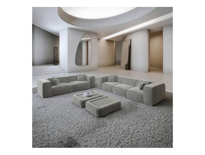 Sofa Dreams Polstergarnitur Liranda 3er & 2er Couchgarnitur, (Sofa-Set, 2 Teile, Couchgarnitur, inkl. Zierkissen), 3-Sitzer, 2-Sitzer Sofagarnitur, Lounge, Samtstoff Bezug Hellgrau von sofa-dreams