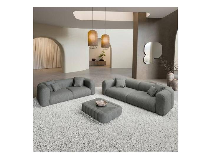 Sofa Dreams Polstergarnitur Venturia 3er & 2er Couchgarnitur, (Sofa-Set, 2 Teile, Couchgarnitur, inkl. Zierkissen), 3-Sitzer, 2-Sitzer Lounge Sofagarnitur, Strukturstoff Bezug Dunkelgrau von sofa-dreams