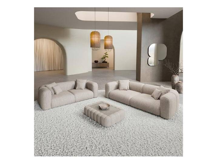 Sofa Dreams Polstergarnitur Venturia 3er & 2er Couchgarnitur, (Sofa-Set, 2 Teile, Couchgarnitur, inkl. Zierkissen), 3-Sitzer, 2-Sitzer Lounge Sofagarnitur, Strukturstoff Bezug in Beige von sofa-dreams