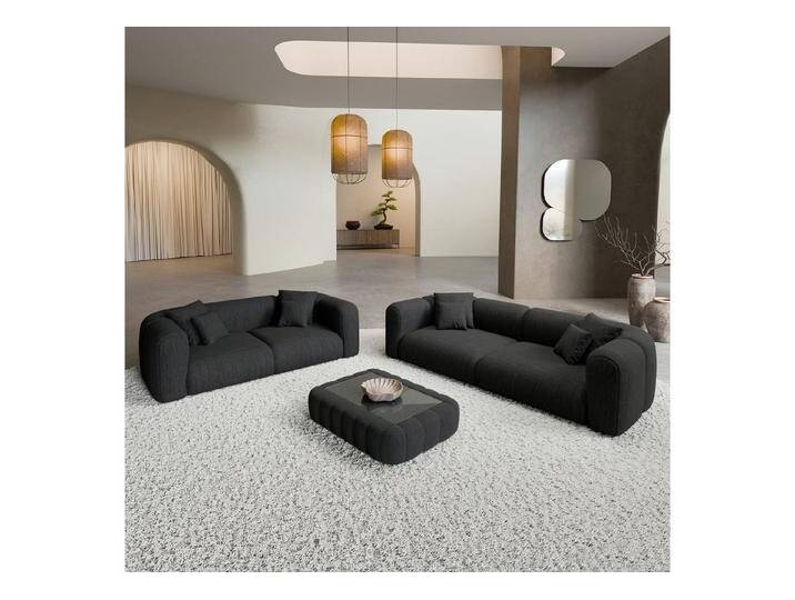 Sofa Dreams Polstergarnitur Venturia 3er & 2er Couchgarnitur, (Sofa-Set, 2 Teile, Couchgarnitur, inkl. Zierkissen), 3-Sitzer, 2-Sitzer Lounge Sofagarnitur, Strukturstoff Bezug in Schwarz von sofa-dreams