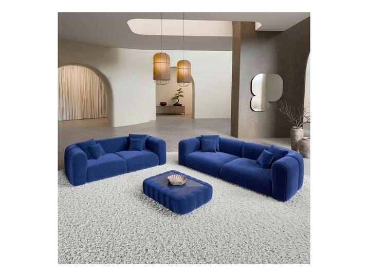 Sofa Dreams Polstergarnitur Venturia 3er & 2er Couchgarnitur, (Sofa-Set, 2 Teile, Couchgarnitur, inkl. Zierkissen), 3-Sitzer, 2-Sitzer Sofagarnitur, Lounge, Samtstoff Bezug in Dunkelblau von sofa-dreams