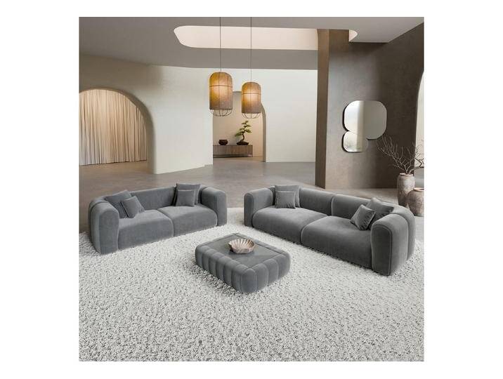 Sofa Dreams Polstergarnitur Venturia 3er & 2er Couchgarnitur, (Sofa-Set, 2 Teile, Couchgarnitur, inkl. Zierkissen), 3-Sitzer, 2-Sitzer Sofagarnitur, Lounge, Samtstoff Bezug in Dunkelgrau von sofa-dreams