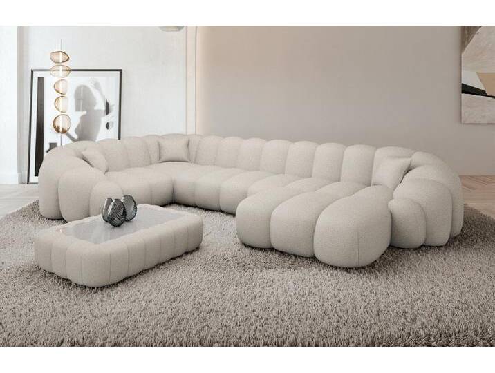 Sofa Dreams Sofa Rajada U Form Stoff, Bouclé-Pearl von sofa-dreams