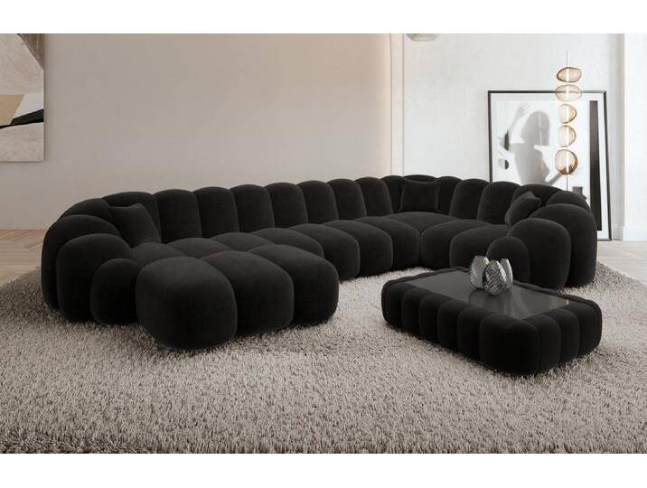 Sofa Dreams Sofa Rajada U Form Stoff, schwarz, Samt-Schwarz von sofa-dreams