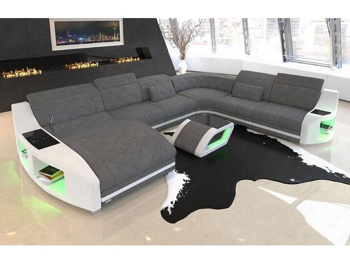 Sofa Dreams Sofa Sofa Designersofa Polsterstoff Swing XXL H Strukturstoff Stoffsofa, grau, Ohne Bettfunktion, grau-weiß von sofa-dreams