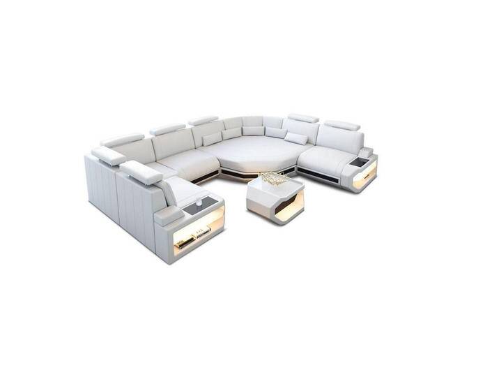 Sofa Dreams WOHNLANDSCHAFT, Weiß, Schwarz, Leder, Freiform, 352x93x280 cm, Wohnzimmer, Sofas & Couches, Wohnlandschaften, Wohnlandschaften in U-Form von sofa-dreams