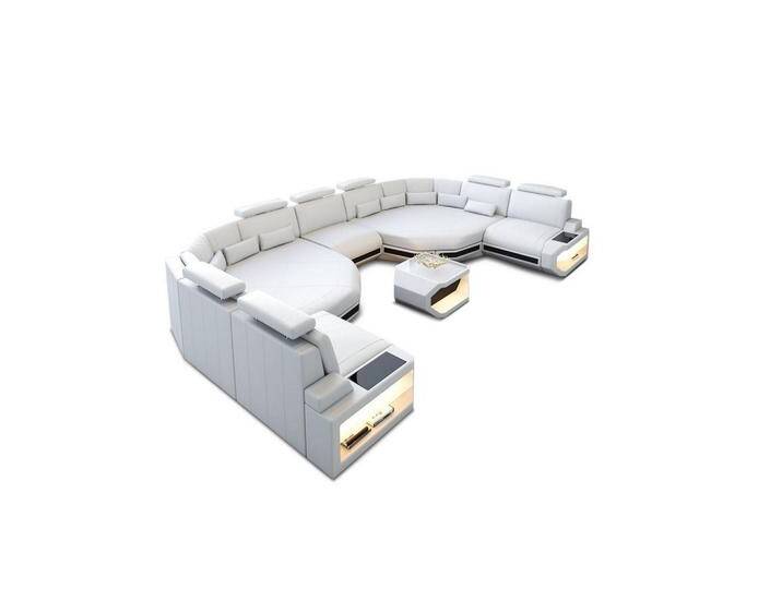 Sofa Dreams WOHNLANDSCHAFT, Weiß, Schwarz, Leder, Rechteckig, 435x93x280 cm, Wohnzimmer, Sofas & Couches, Wohnlandschaften, Wohnlandschaften in U-Form von sofa-dreams