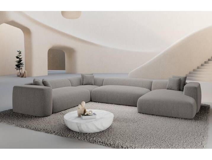 Sofa Dreams Wohnlandschaft Alcudia XXL Stoff mit Ottomane, Designer, 6-Sitzer, attraktive Farben, Strukturstoff Bezug in Hellgrau, grau Sofa Dreams Wohnlandschaft Alcudia XXL Stoff mit Ottomane, Designer, 6-Sitzer, attraktive Farben, Strukturstoff Bezug in Hellgrau, grau von sofa-dreams