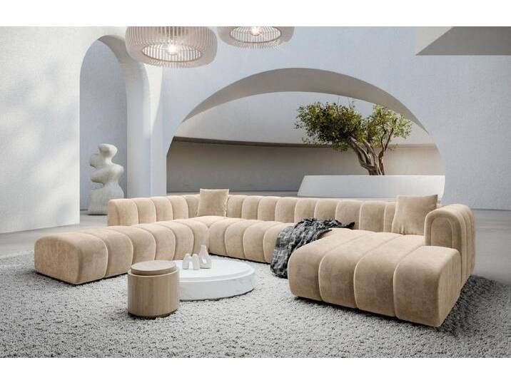 Sofa Dreams Wohnlandschaft Almagro XXL Stoff Couch, 6-Sitzer, Polstersofa, Samtstoff Bezug in Beige, Ottomane rechts, beige, Samt-Beige Sofa Dreams Wohnlandschaft Almagro XXL Stoff Couch, 6-Sitzer, Polstersofa, Samtstoff Bezug in Beige, Ottomane rechts, beige, Samt-Beige von sofa-dreams