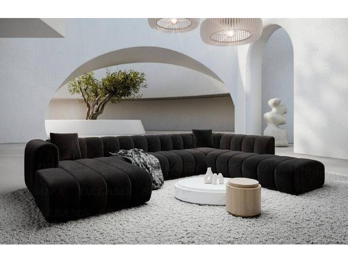 Sofa Dreams Wohnlandschaft Almagro XXL Stoff Couch, 6-Sitzer, Polstersofa, Samtstoff Bezug in Schwarz, Ottomane links, schwarz, Samt-Schwarz Sofa Dreams Wohnlandschaft Almagro XXL Stoff Couch, 6-Sitzer, Polstersofa, Samtstoff Bezug in Schwarz, Ottomane links, schwarz, Samt-Schwarz von sofa-dreams