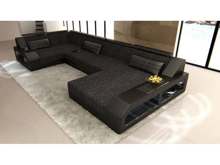 Sofa Dreams Wohnlandschaft Arezzo H - U Form Stoffsofa, mit LED, Designersofa, grau schwarz, Ohne Bettfunktion-RGB-LED-Beleuchtung Sofa Dreams Wohnlandschaft Arezzo H - U Form Stoffsofa, mit LED, Designersofa, grau schwarz, Ohne Bettfunktion-RGB-LED-Beleuchtung von sofa-dreams