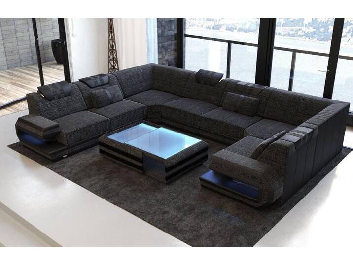 Sofa Dreams Wohnlandschaft Design Polster Stoff Sofa Ragusa U Form H Strukturstoff Stoffsofa, grau schwarz, Ohne Hocker, schwarzgrau-schwarz Sofa Dreams Wohnlandschaft Design Polster Stoff Sofa Ragusa U Form H Strukturstoff Stoffsofa, grau schwarz, Ohne Hocker, schwarzgrau-schwarz von sofa-dreams
