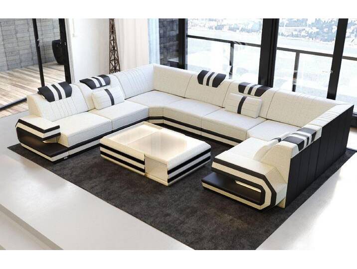 Sofa Dreams Wohnlandschaft Design Polster Stoff Sofa Ragusa U Form H Strukturstoff Stoffsofa, schwarz weiß, Mit Hocker, elfenbein-schwarz Sofa Dreams Wohnlandschaft Design Polster Stoff Sofa Ragusa U Form H Strukturstoff Stoffsofa, schwarz weiß, Mit Hocker, elfenbein-schwarz von sofa-dreams