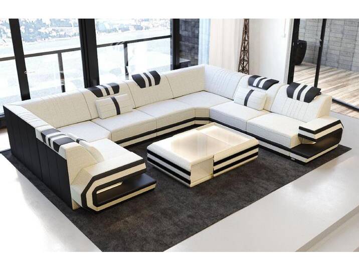 Sofa Dreams Wohnlandschaft Design Polster Stoff Sofa Ragusa U Form H Strukturstoff Stoffsofa, schwarz weiß, Ohne Hocker, elfenbein-schwarz Sofa Dreams Wohnlandschaft Design Polster Stoff Sofa Ragusa U Form H Strukturstoff Stoffsofa, schwarz weiß, Ohne Hocker, elfenbein-schwarz von sofa-dreams