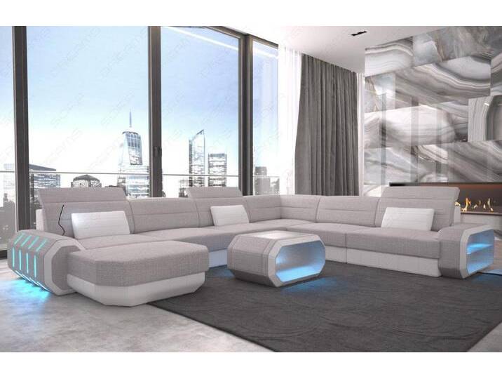 Sofa Dreams Wohnlandschaft Design Polster Stoffsofa Roma XXL H Strukturstoff Stoff Sofa, braun, Ohne Bettfunktion, macchiato-weiß von sofa-dreams