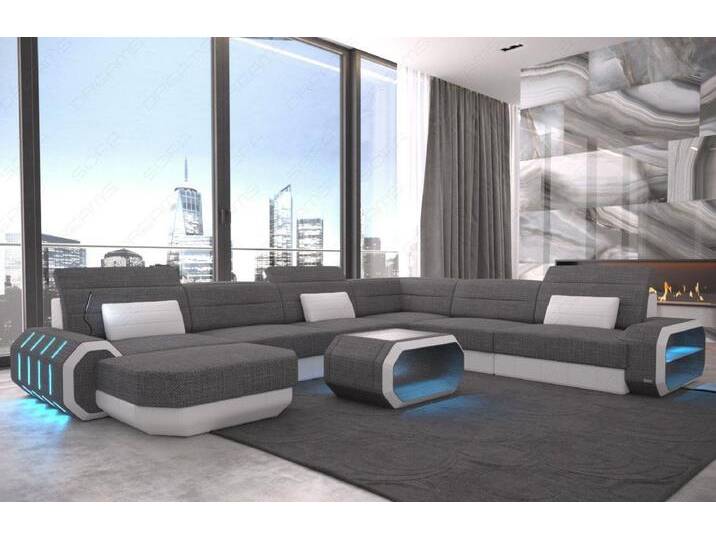 Sofa Dreams Wohnlandschaft Design Polster Stoffsofa Roma XXL H Strukturstoff Stoff Sofa, grau, Ohne Bettfunktion, grau-weiß von sofa-dreams