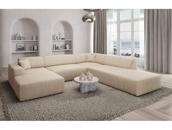Sofa Dreams Wohnlandschaft Designer Strukturstoff Sofa Mallorca U Lounge Stoffsofa Modern, Lounge-Sofa, beige, Beige von sofa-dreams