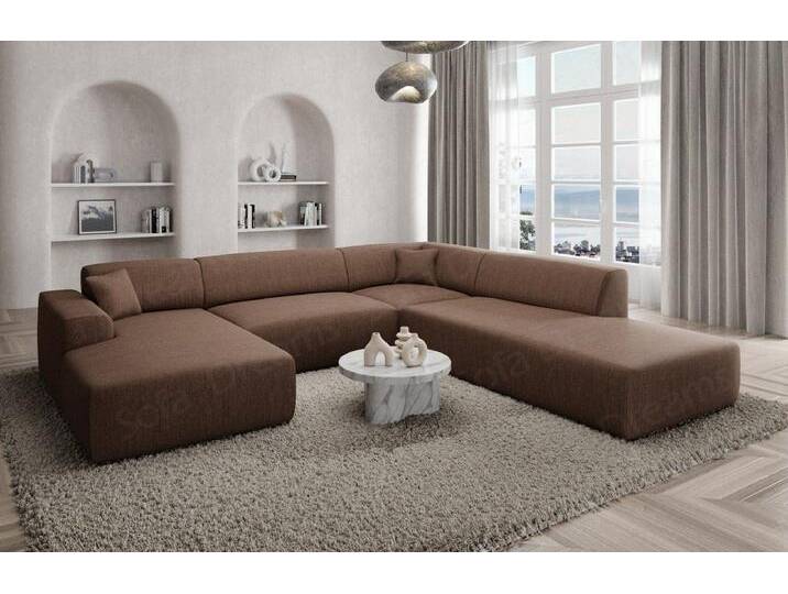 Sofa Dreams Wohnlandschaft Designer Strukturstoff Sofa Mallorca U Lounge Stoffsofa Modern, Lounge-Sofa, braun, Braun von sofa-dreams