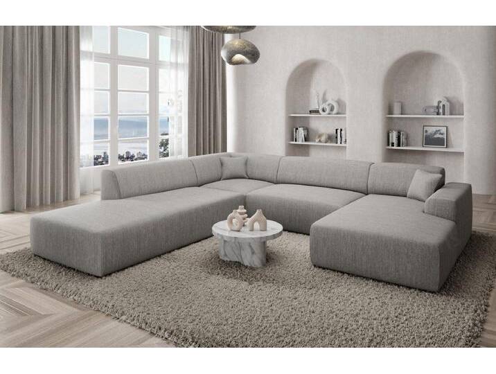Sofa Dreams Wohnlandschaft Designer Strukturstoff Sofa Mallorca U Lounge Stoffsofa Modern, Lounge-Sofa, grau, Hellgrau von sofa-dreams