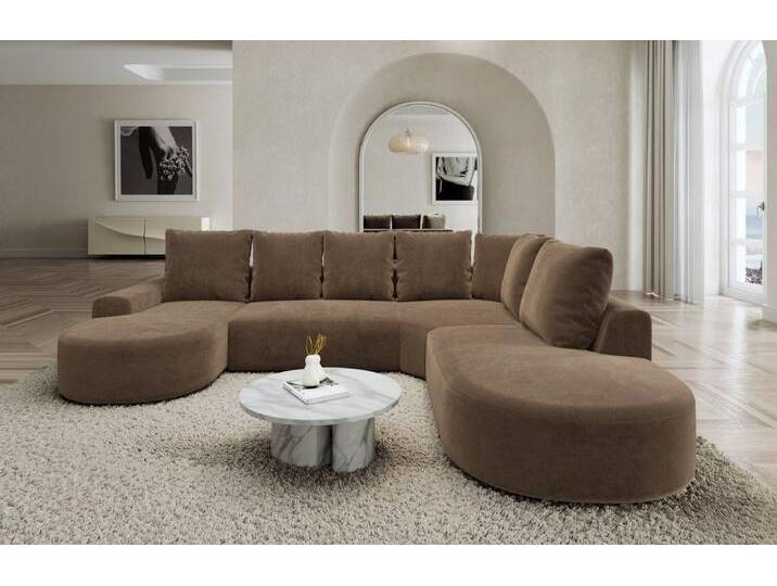 Sofa Dreams Wohnlandschaft Gomera U Form Stoff Lounge, Wohnlandschaft, Ottomane, U-Form, Lounge, braun, Samt-Braun von sofa-dreams