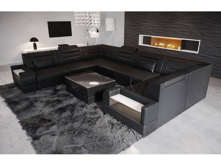 Sofa Dreams Wohnlandschaft Leder Designer Sofa Trivento U Form Ledersofa, schwarz, Ohne Bettfunktion, schwarz von sofa-dreams