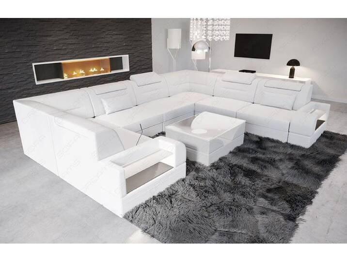 Sofa Dreams Wohnlandschaft Leder Designer Sofa Trivento U Form Ledersofa, weiß, Mit Bettfunktion, weiß von sofa-dreams
