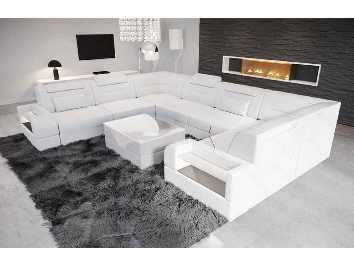 Sofa Dreams Wohnlandschaft Leder Designer Sofa Trivento U Form Ledersofa, weiß, Mit Bettfunktion, weiß von sofa-dreams