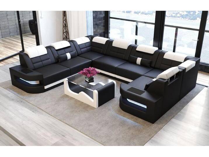 Sofa Dreams Wohnlandschaft Leder Ledercouch Sofa Como U Form Ledersofa, Couch, mit LED, Designersofa, schwarz, Ohne Bettfunktion-RGB-LED-Beleuchtung Sofa Dreams Wohnlandschaft Leder Ledercouch Sofa Como U Form Ledersofa, Couch, mit LED, Designersofa, schwarz, Ohne Bettfunktion-RGB-LED-Beleuchtung von sofa-dreams