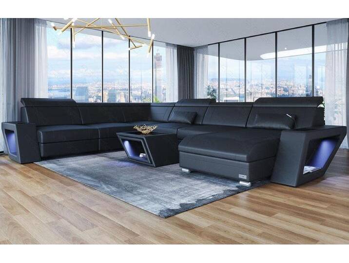 Sofa Dreams Wohnlandschaft Leder Sofa Couch Catania XXL U Form Ledersofa, mit LED, Designersofa, schwarz, Mit Bettfunktion-RGB-LED-Beleuchtung Sofa Dreams Wohnlandschaft Leder Sofa Couch Catania XXL U Form Ledersofa, mit LED, Designersofa, schwarz, Mit Bettfunktion-RGB-LED-Beleuchtung von sofa-dreams