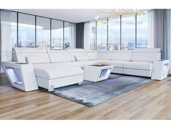 Sofa Dreams Wohnlandschaft Leder Sofa Couch Catania XXL U Form Ledersofa, mit LED, Designersofa, weiß, Mit Bettfunktion-RGB-LED-Beleuchtung, weiß Sofa Dreams Wohnlandschaft Leder Sofa Couch Catania XXL U Form Ledersofa, mit LED, Designersofa, weiß, Mit Bettfunktion-RGB-LED-Beleuchtung, weiß von sofa-dreams