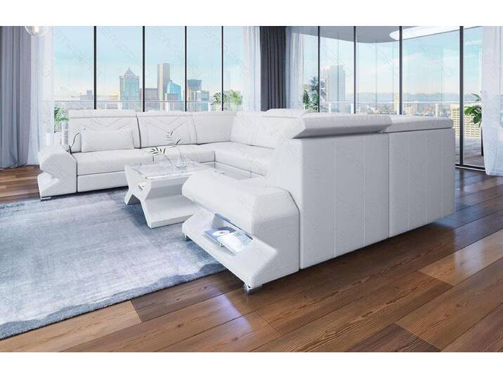 Sofa Dreams Wohnlandschaft Leder Sofa Couch Sorrento U Form Ledersofa, mit LED, Designersofa, weiß, Ohne Bettfunktion-RGB-LED-Beleuchtung, weiß Sofa Dreams Wohnlandschaft Leder Sofa Couch Sorrento U Form Ledersofa, mit LED, Designersofa, weiß, Ohne Bettfunktion-RGB-LED-Beleuchtung, weiß von sofa-dreams