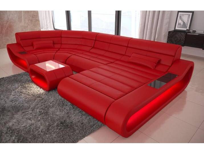 Sofa Dreams Wohnlandschaft Ledercouch Leder Sofa Concept U Form Ledersofa, Couch, mit LED, Designersofa mit ergonomischer Rückenlehne, rot, rot Sofa Dreams Wohnlandschaft Ledercouch Leder Sofa Concept U Form Ledersofa, Couch, mit LED, Designersofa mit ergonomischer Rückenlehne, rot, rot von sofa-dreams