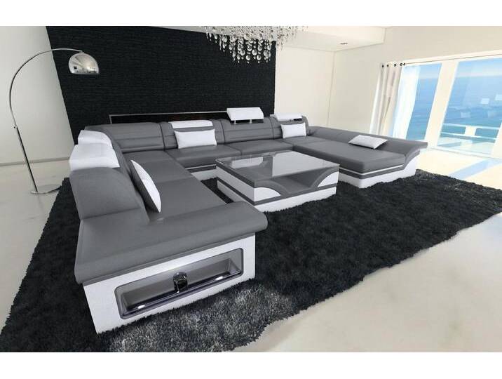 Sofa Dreams Wohnlandschaft Ledercouch Leder Sofa Enzo XXL U Form Ledersofa, Couch, mit LED, Designersofa, grau, Mit Bettfunktion-RGB-LED-Beleuchtung Sofa Dreams Wohnlandschaft Ledercouch Leder Sofa Enzo XXL U Form Ledersofa, Couch, mit LED, Designersofa, grau, Mit Bettfunktion-RGB-LED-Beleuchtung von sofa-dreams