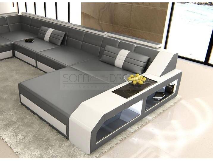 Sofa Dreams Wohnlandschaft Ledercouch Leder Sofa Matera XXL U Form Ledersofa mit LED, Designersofa, grau, Mit Bettfunktion-RGB-LED-Beleuchtung Sofa Dreams Wohnlandschaft Ledercouch Leder Sofa Matera XXL U Form Ledersofa mit LED, Designersofa, grau, Mit Bettfunktion-RGB-LED-Beleuchtung von sofa-dreams