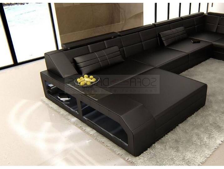 Sofa Dreams Wohnlandschaft Ledercouch Leder Sofa Matera XXL U Form Ledersofa mit LED, Designersofa, schwarz, Mit Bettfunktion-RGB-LED-Beleuchtung Sofa Dreams Wohnlandschaft Ledercouch Leder Sofa Matera XXL U Form Ledersofa mit LED, Designersofa, schwarz, Mit Bettfunktion-RGB-LED-Beleuchtung von sofa-dreams