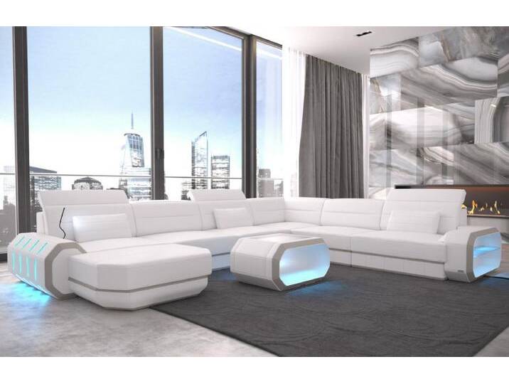 Sofa Dreams Wohnlandschaft Ledercouch Leder Sofa Roma XXL U Form Ledersofa, Couch, mit LED, Designersofa, beige weiß Sofa Dreams Wohnlandschaft Ledercouch Leder Sofa Roma XXL U Form Ledersofa, Couch, mit LED, Designersofa, beige weiß von sofa-dreams