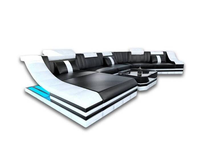 Sofa Dreams Wohnlandschaft Ledercouch Leder Sofa Turino CL Form Ledersofa, Couch, mit LED, Designersofa, schwarz von sofa-dreams