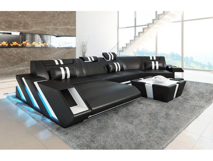 Sofa Dreams Wohnlandschaft Ledercouch Sofa Leder Apollonia C Form Ledersofa, Couch, mit LED, Designersofa, schwarz Sofa Dreams Wohnlandschaft Ledercouch Sofa Leder Apollonia C Form Ledersofa, Couch, mit LED, Designersofa, schwarz von sofa-dreams