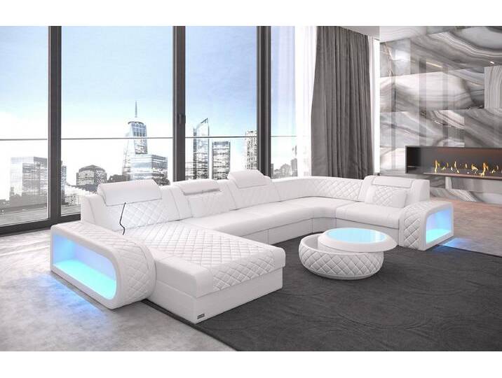 Sofa Dreams Wohnlandschaft Ledercouch Sofa Leder Berlin U Form Ledersofa, Couch, mit LED, Designersofa, weiß, Mit Bettfunktion-RGB-LED-Beleuchtung Sofa Dreams Wohnlandschaft Ledercouch Sofa Leder Berlin U Form Ledersofa, Couch, mit LED, Designersofa, weiß, Mit Bettfunktion-RGB-LED-Beleuchtung von sofa-dreams