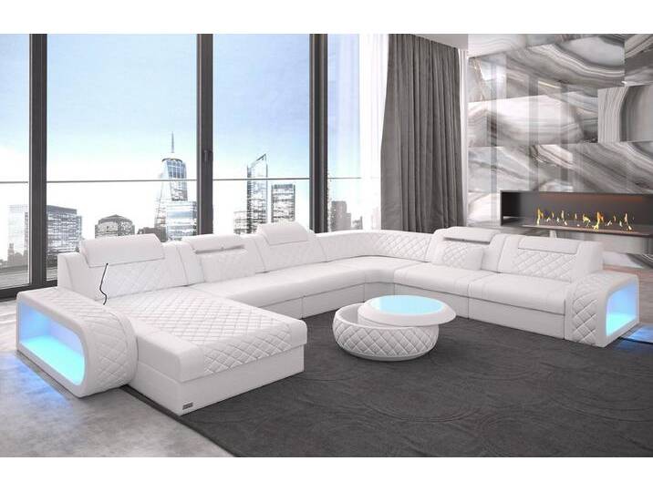 Sofa Dreams Wohnlandschaft Ledercouch Sofa Leder Berlin XXL U Form Ledersofa, Couch, mit LED, Designersofa, weiß Sofa Dreams Wohnlandschaft Ledercouch Sofa Leder Berlin XXL U Form Ledersofa, Couch, mit LED, Designersofa, weiß von sofa-dreams