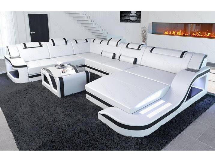 Sofa Dreams Wohnlandschaft Ledercouch Sofa Leder Palermo XXL U Form Ledersofa, Couch, mit LED, Designersofa, schwarz weiß Sofa Dreams Wohnlandschaft Ledercouch Sofa Leder Palermo XXL U Form Ledersofa, Couch, mit LED, Designersofa, schwarz weiß von sofa-dreams