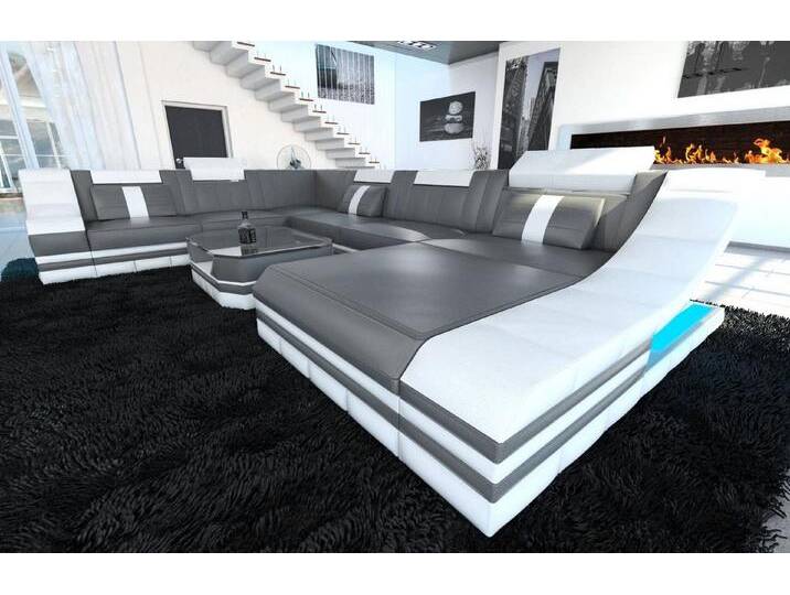Sofa Dreams Wohnlandschaft Ledercouch Sofa Leder Turino XXL U Form Ledersofa, Couch, mit LED, Designersofa, grau Sofa Dreams Wohnlandschaft Ledercouch Sofa Leder Turino XXL U Form Ledersofa, Couch, mit LED, Designersofa, grau von sofa-dreams