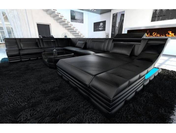 Sofa Dreams Wohnlandschaft Ledercouch Sofa Leder Turino XXL U Form Ledersofa, Couch, mit LED, Designersofa, schwarz Sofa Dreams Wohnlandschaft Ledercouch Sofa Leder Turino XXL U Form Ledersofa, Couch, mit LED, Designersofa, schwarz von sofa-dreams