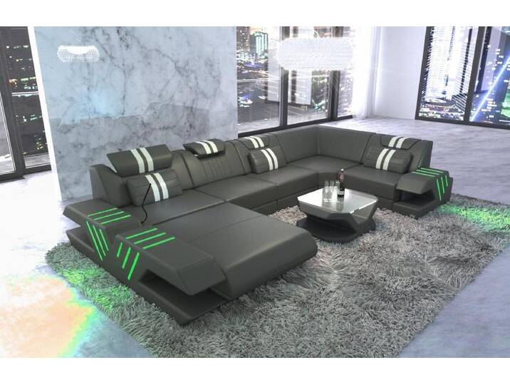 Sofa Dreams Wohnlandschaft Ledercouch Sofa Leder Venedig U Form Ledersofa, Couch, mit LED, Designersofa, grau, Mit Bettfunktion-RGB-LED-Beleuchtung Sofa Dreams Wohnlandschaft Ledercouch Sofa Leder Venedig U Form Ledersofa, Couch, mit LED, Designersofa, grau, Mit Bettfunktion-RGB-LED-Beleuchtung von sofa-dreams